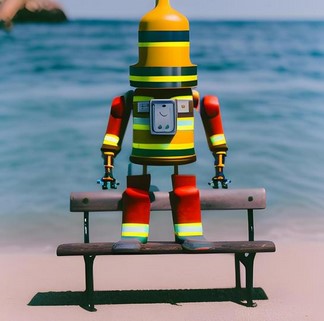 KI Bild eines Roboters am Meer